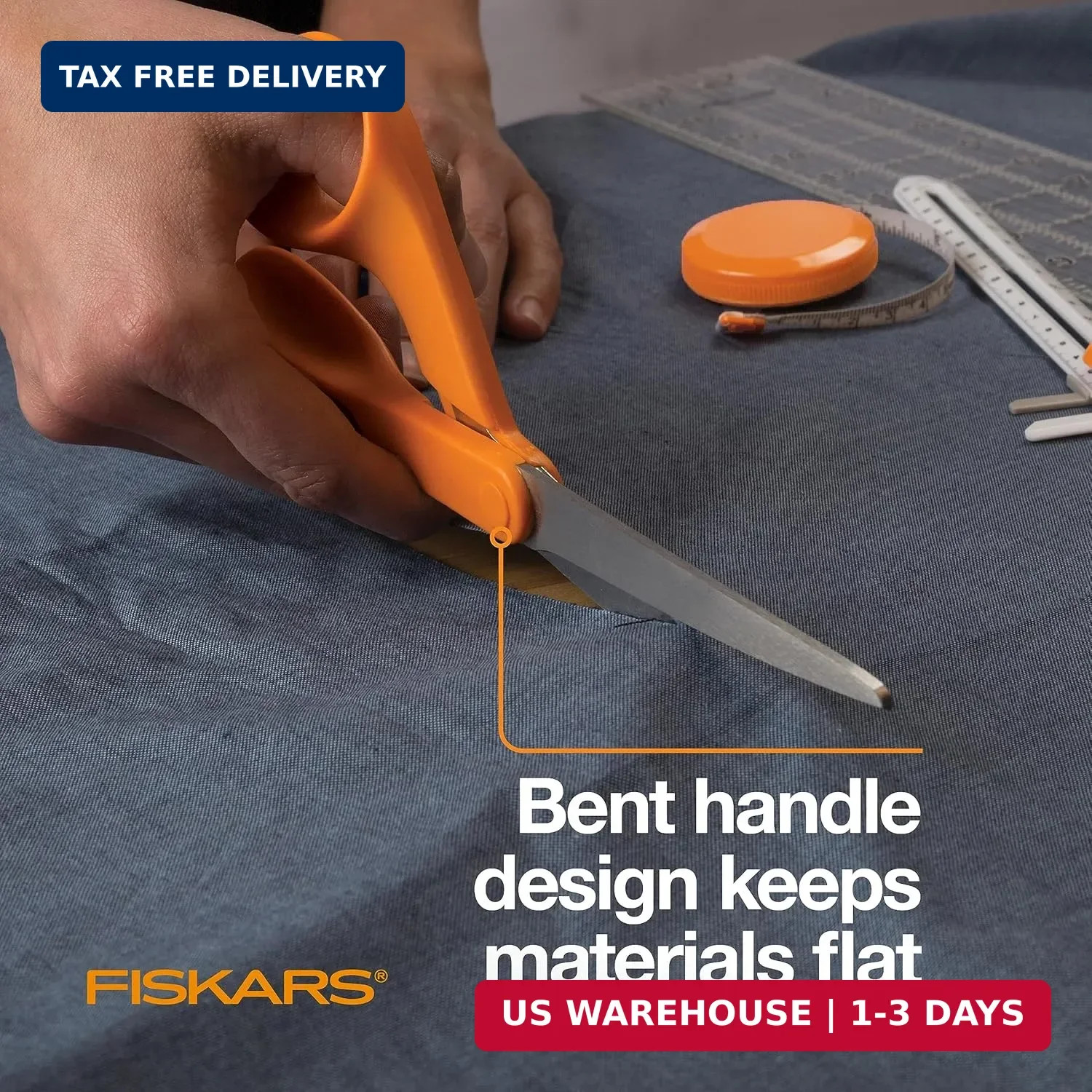 Fiskars 8″ Original Orange-Handled Stainless Steel Scissors, Ergonomic and Keeps