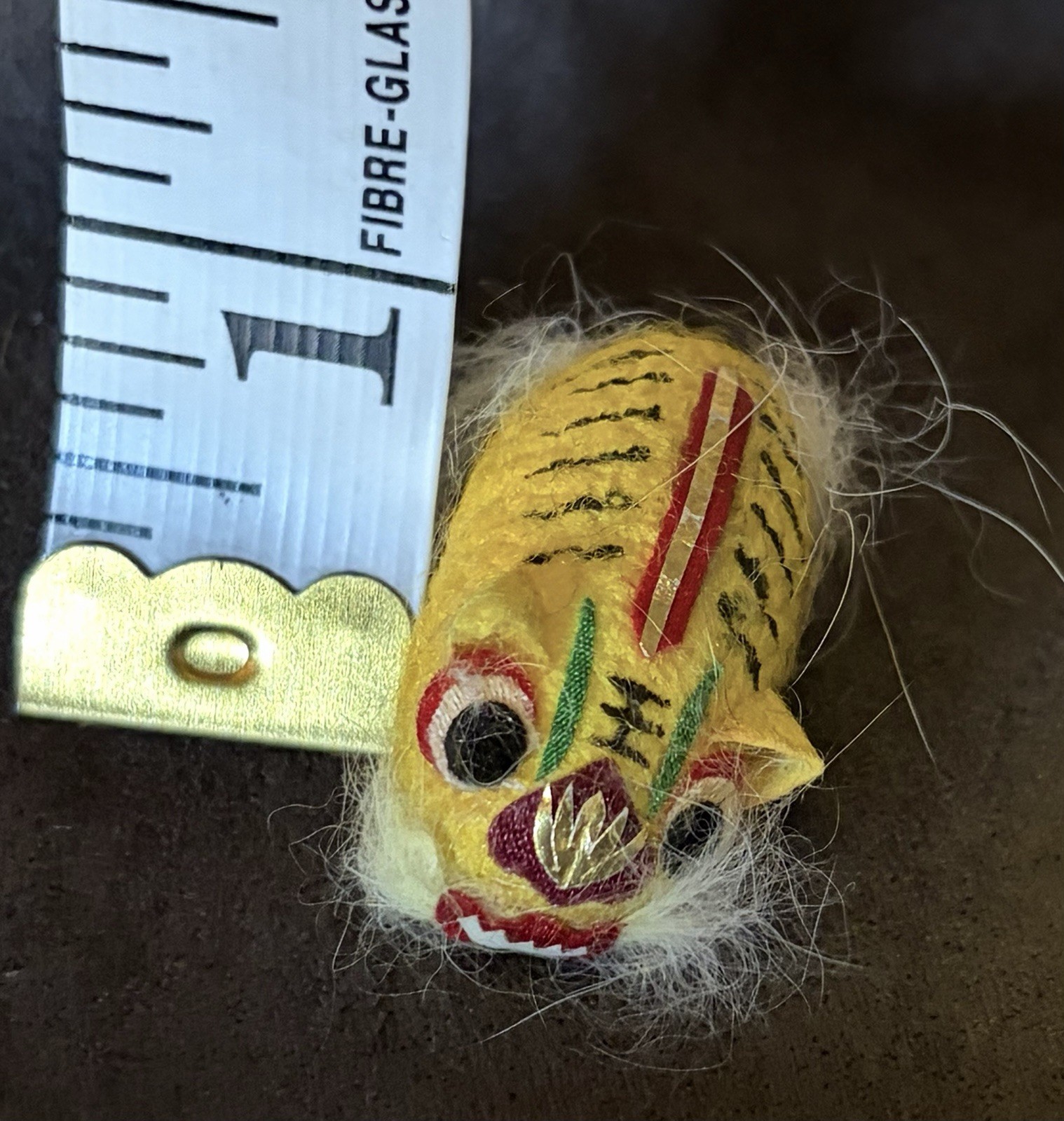 Vintage 1950s Chinese Tiger Painted Silk Worm Cocoon Toy 1-1/4” Miniature