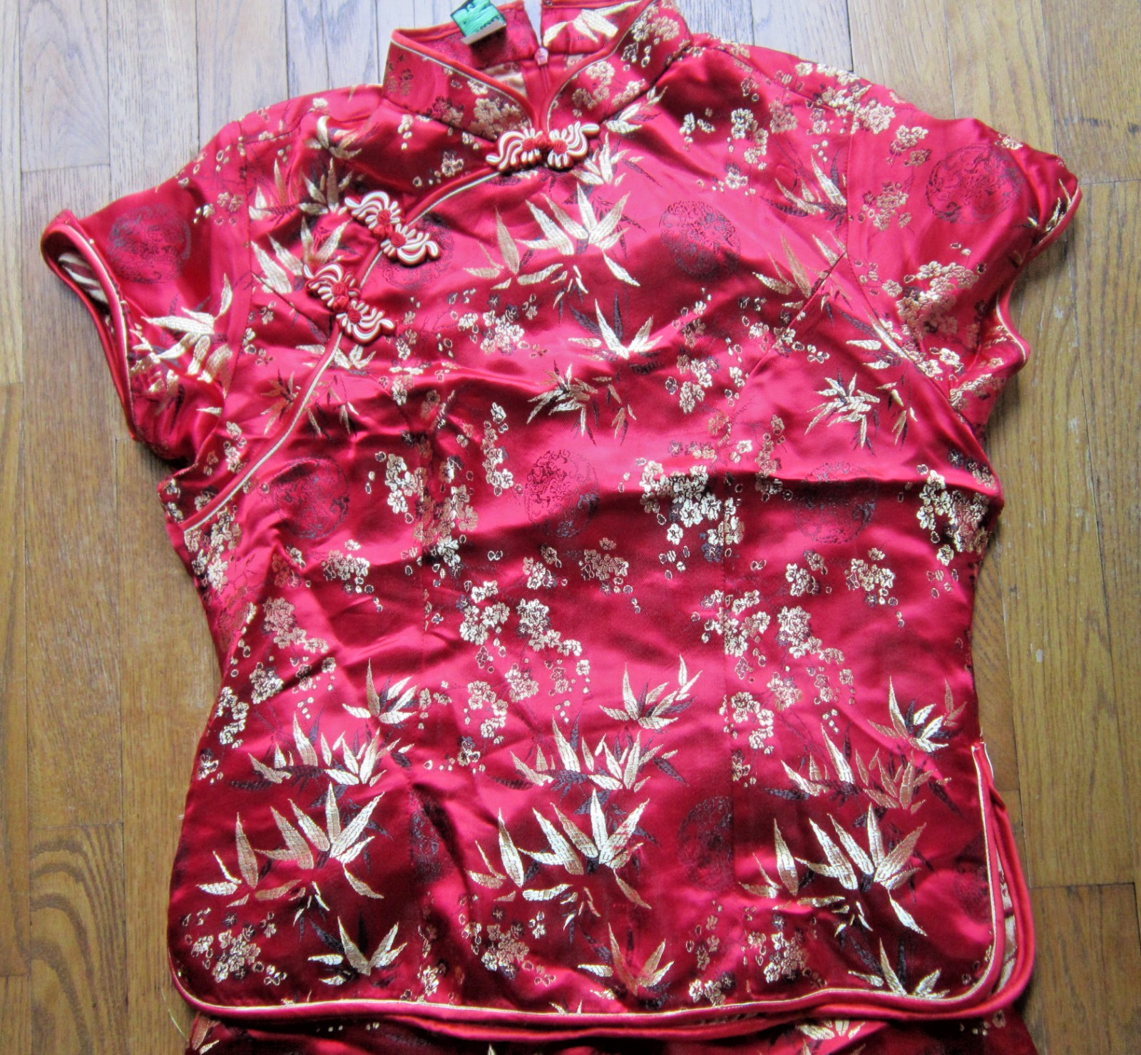 Vintage HOLIDAY Asian Style Chinese 2 pc LONG Slit SKIRT & TOP Thao Fashions NWT