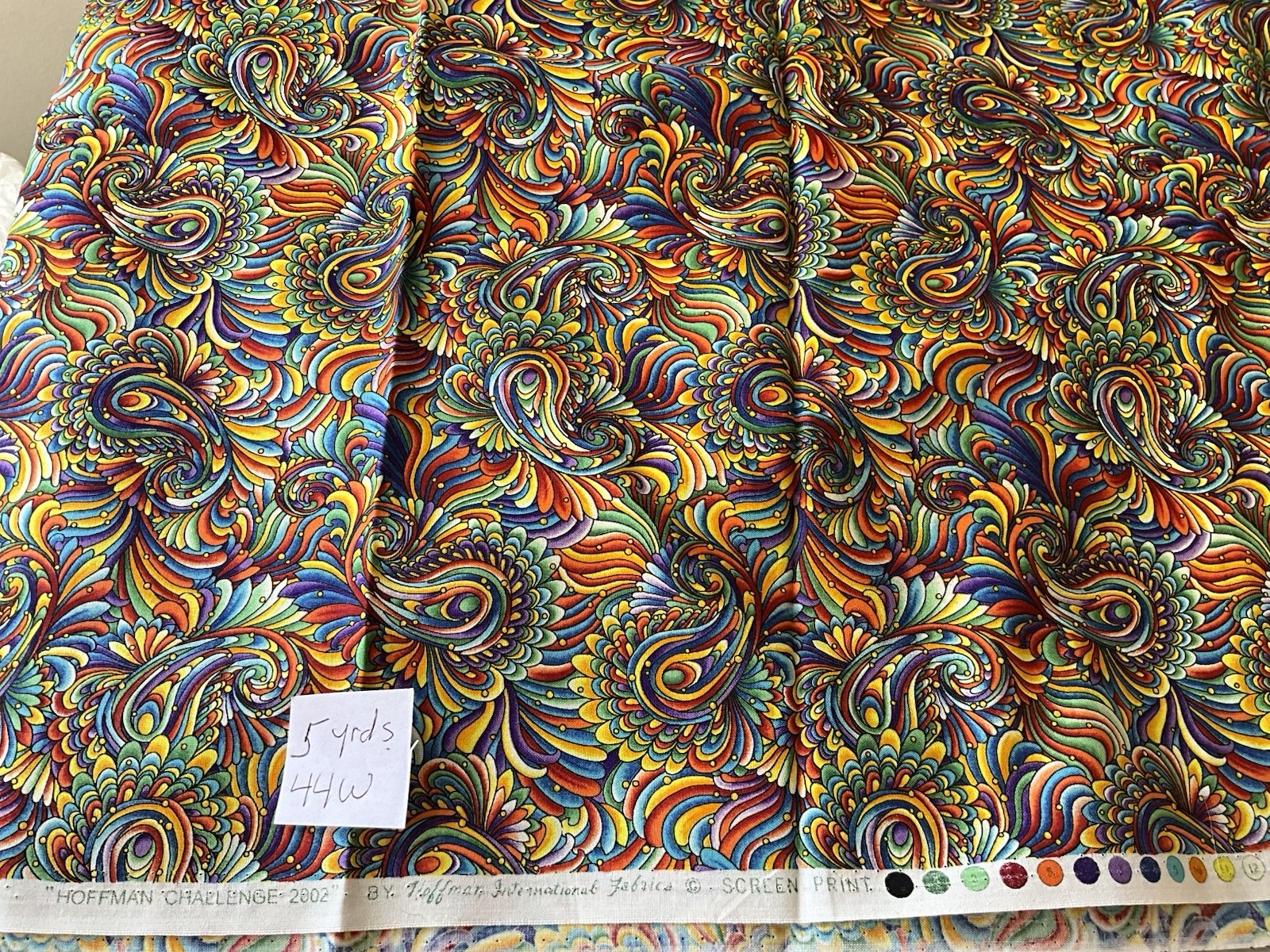 Quilting Sewing Crafts Material Vintage 2002 Hoffman Paisley 5 Yds Cotton