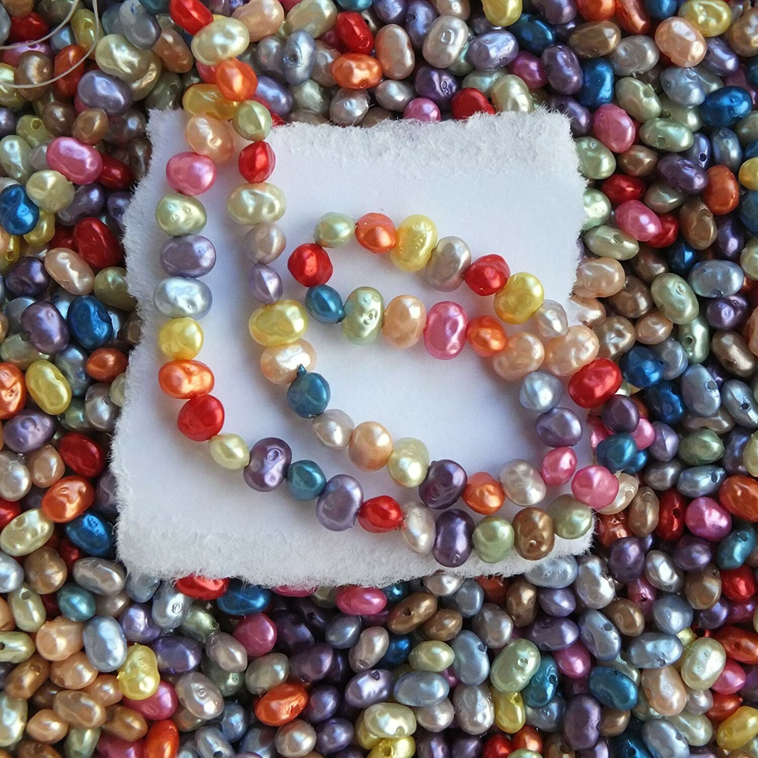 25 Potato Pearl Beads Assorted Lot Bulk 7mm Oval Spacers Mixed Set Jewelry