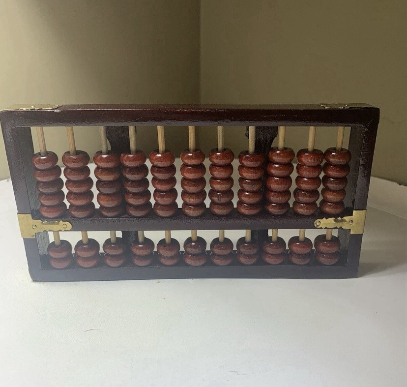 Diamond Brand Chinese Wooden Abacus with Brass Accents Made in China