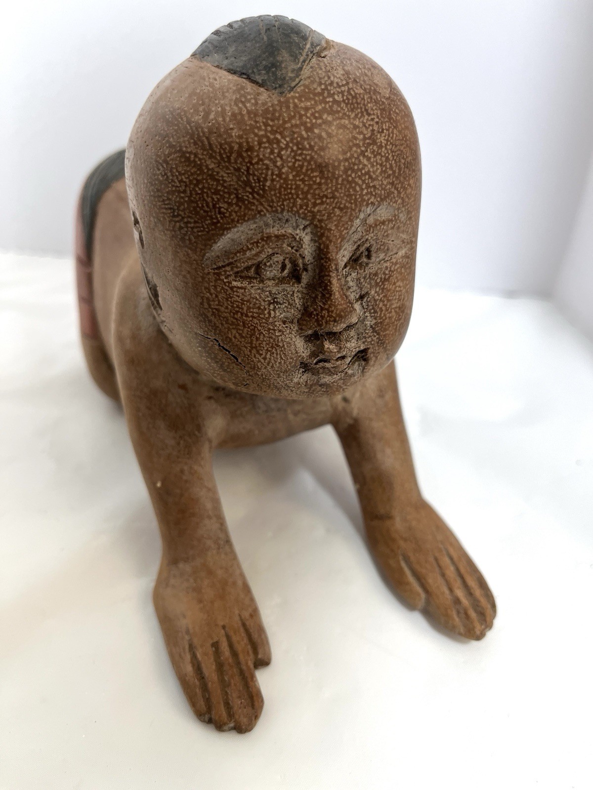 Asian Oriental Chinese Opium Pillow Wood Handcarved Vtg Figure Beautiful Relax