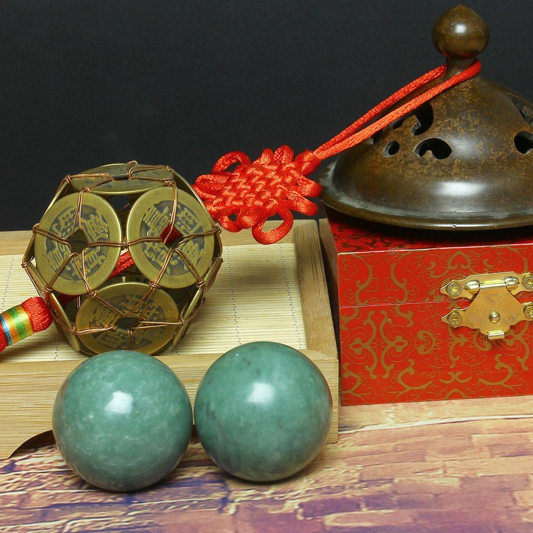 BRABUD 1.57″ Marble Green Baoding Balls Chinese Health Exercise Massage Balls St