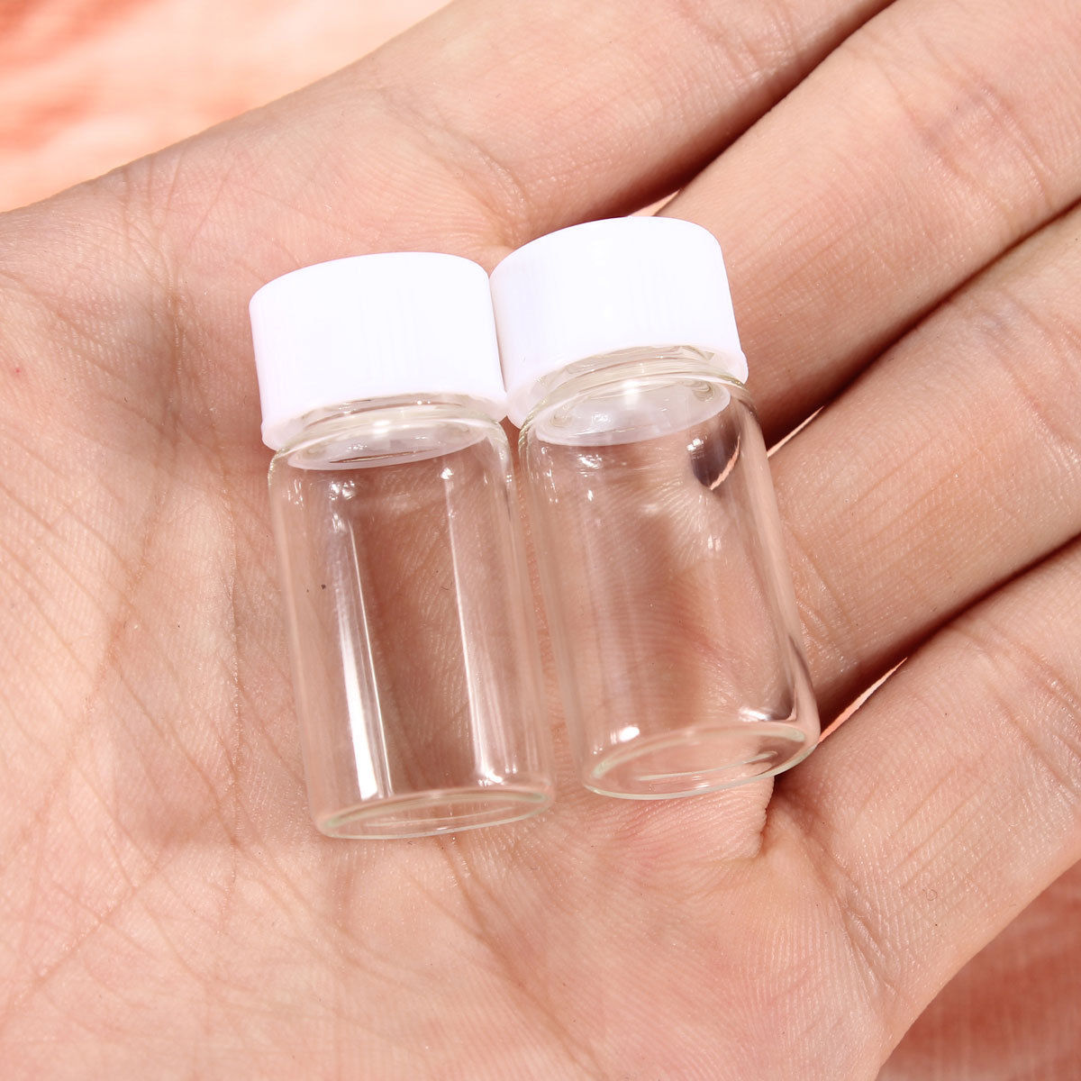 3ml Mini Bottles Glass Vials Sample Clear Screw Cap Stash Jar Potion 15PCS White