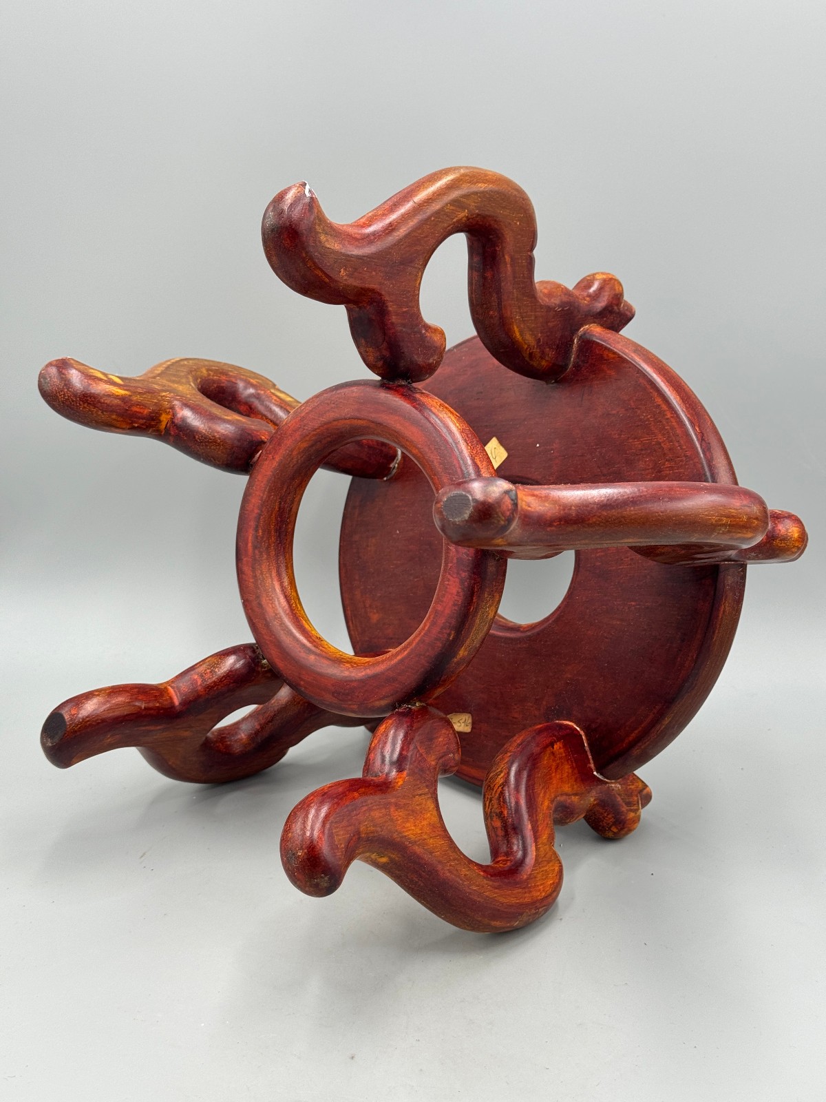 Vintage Chinese Hardwood Five Leg Stand Curved Leg Fishbowl Display Base 8.5”