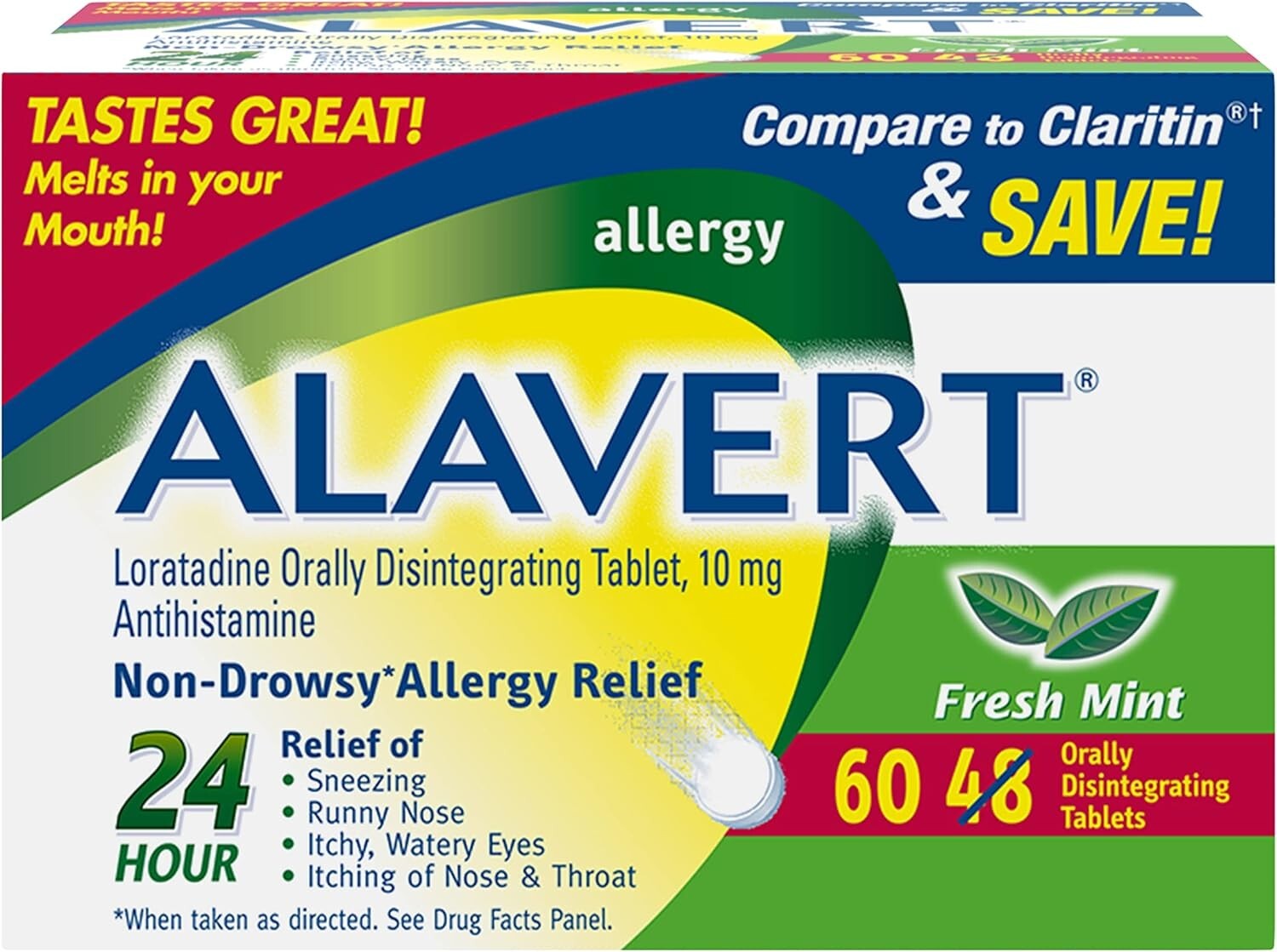 Alavert Allergy 24 Hour Relief, Fresh Mint Flavor, Orally Disintegrating Allergy