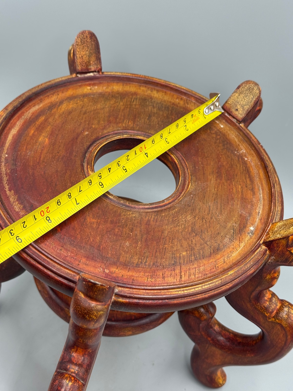 Vintage Chinese Hardwood Five Leg Stand Curved Leg Fishbowl Display Base 8.5”