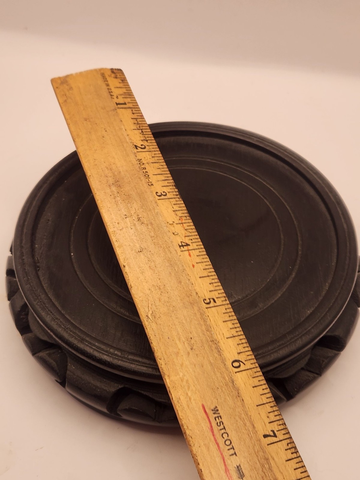 Carved ebony wood stand wooden pedestal for display of vase sculpture figurine