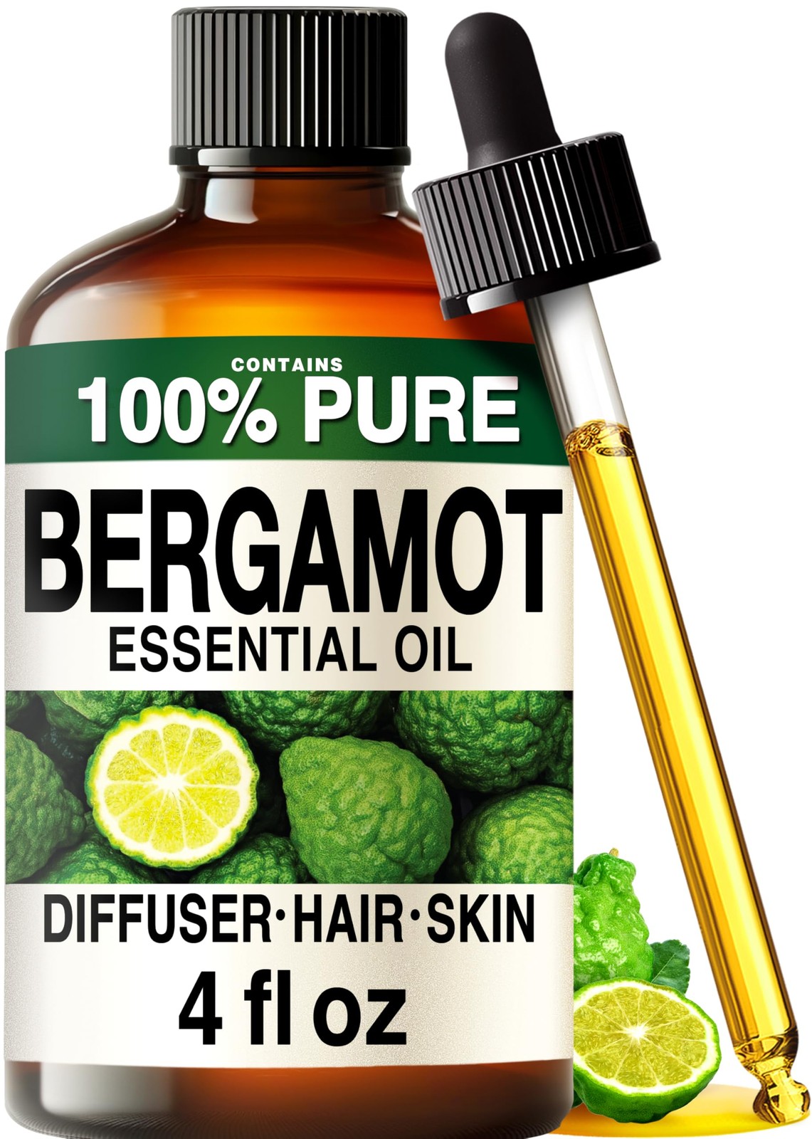 KUKKA Bergamot Essential Oils – 4 Fl Oz – for Hair, Skin, Diffuser, Aromather…