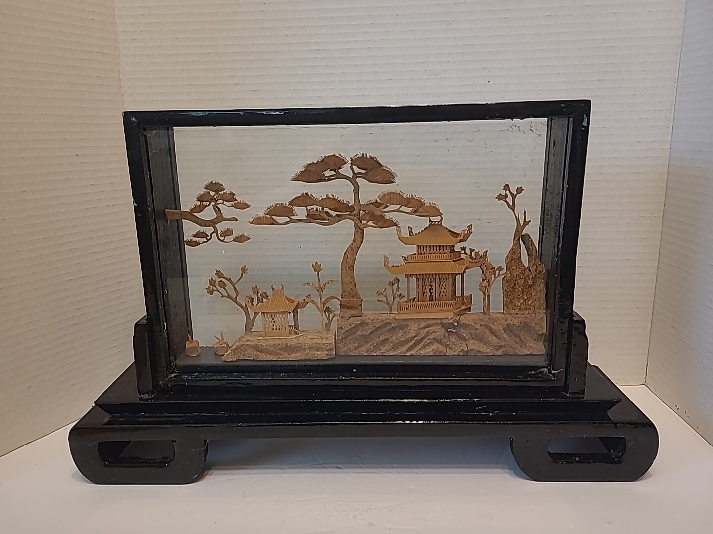 Chinese Cork and Wood Diorama of Pagodas and Trees