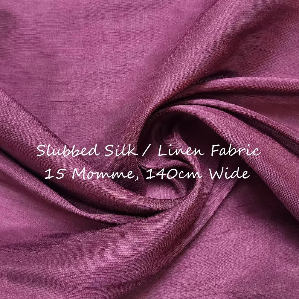 Burgundy Silk Flax Material 54” Wide By Yard Slubby Silk Linen Fabric Natural