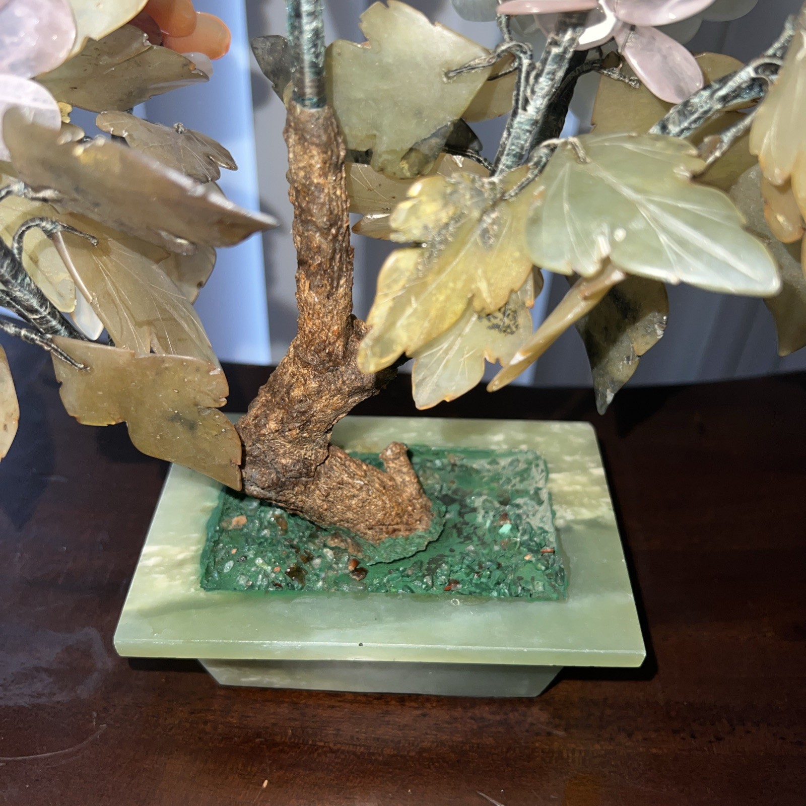 Vtg MCM Jade Agate Carnelian Quartz 14 x 12” Large Bonsai Tree