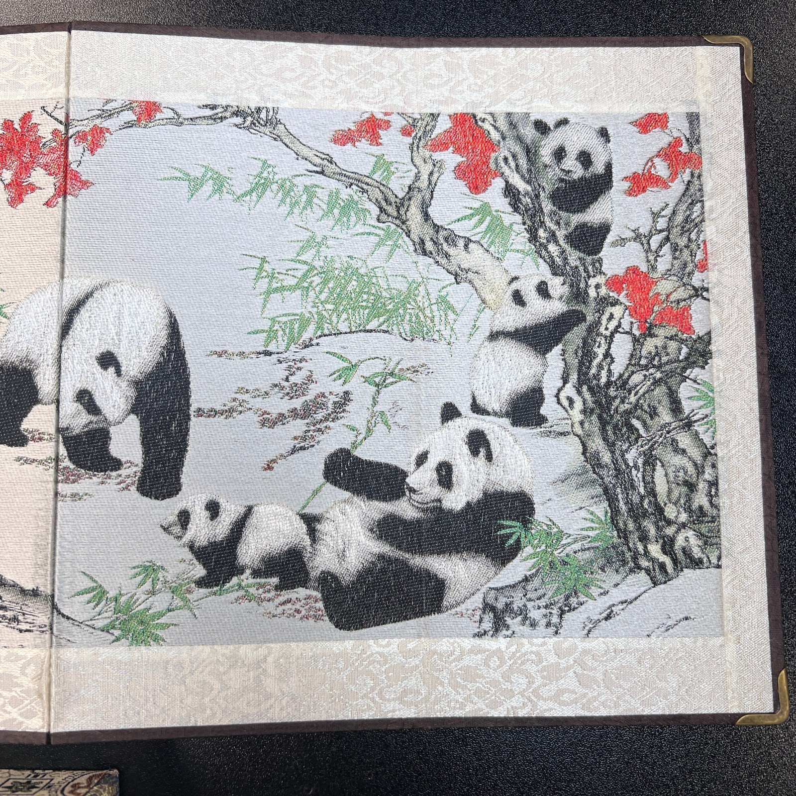Chinese National Treasure Map Pandas Playing Art Home Decor Folding