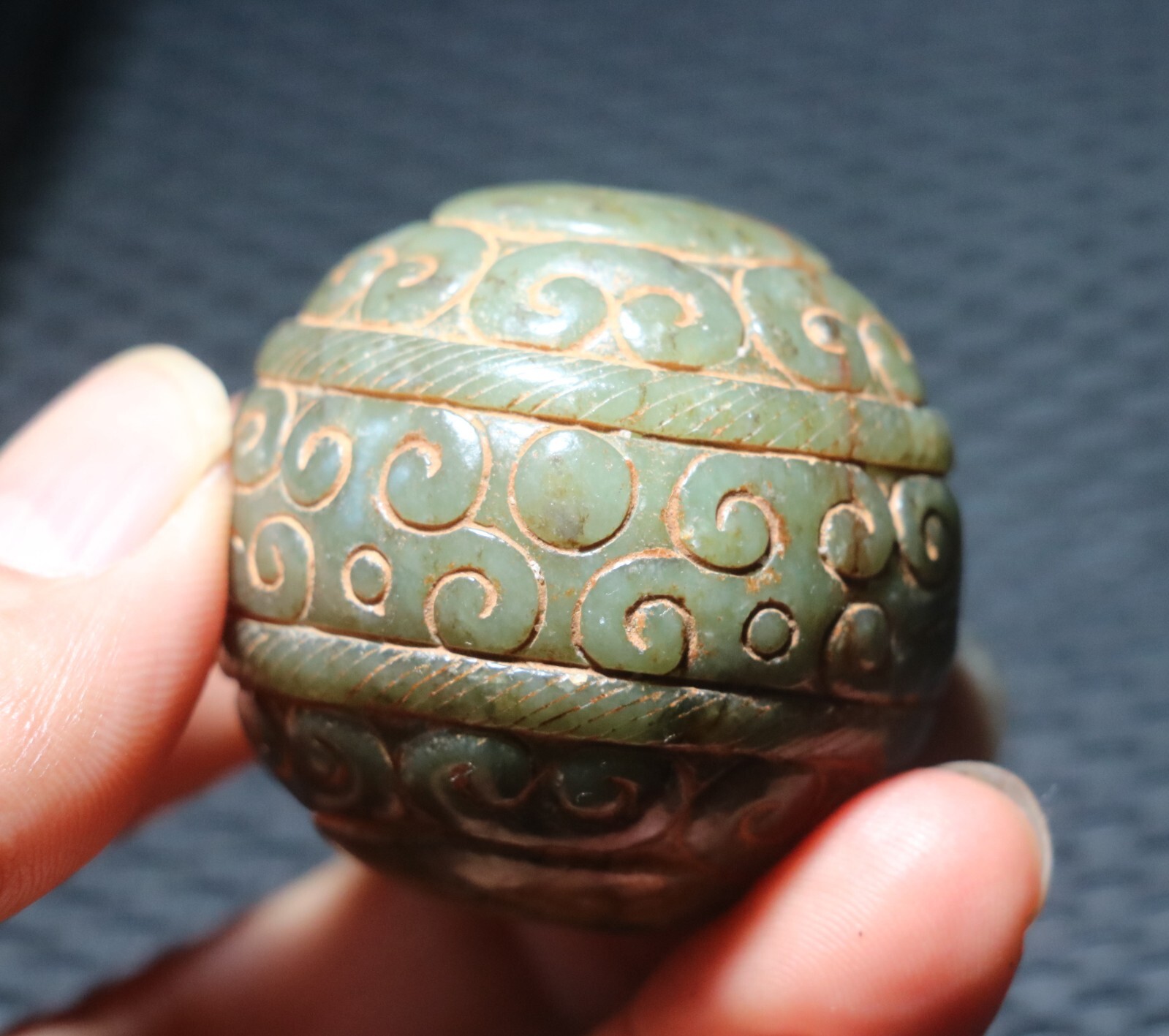 Exquisite Chinese Hetian Old JADE Linking Fortune Large Ball Sphere 40MM Amulet