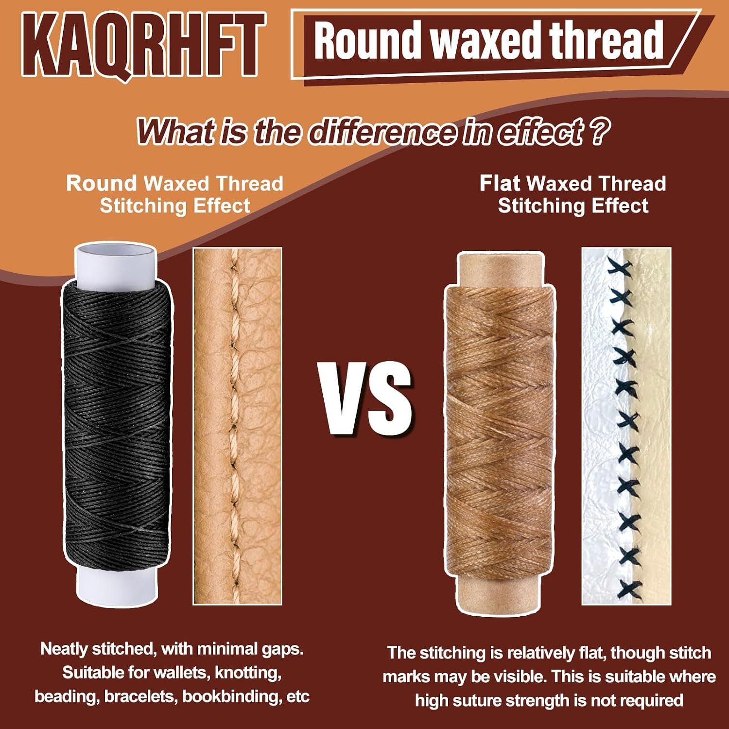 0.55 Mm 54 Yards Leather Thread for Sewing, round Waxed Thread for Stitching,…