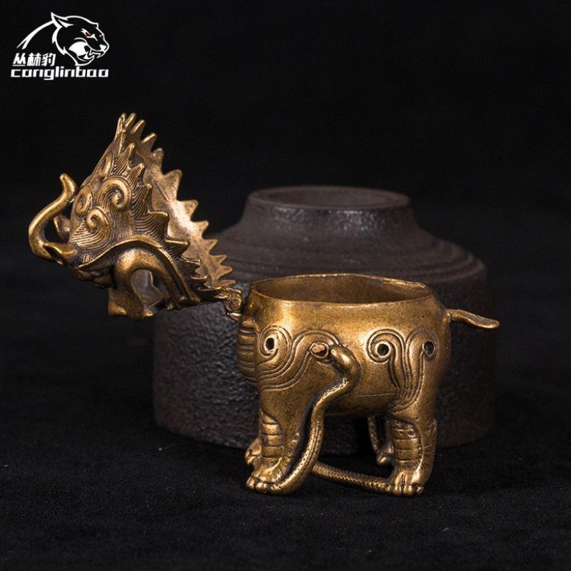 Vintage Brass Pixiu Incense Burner Chinese Feng Shui Decor Collectible Censer