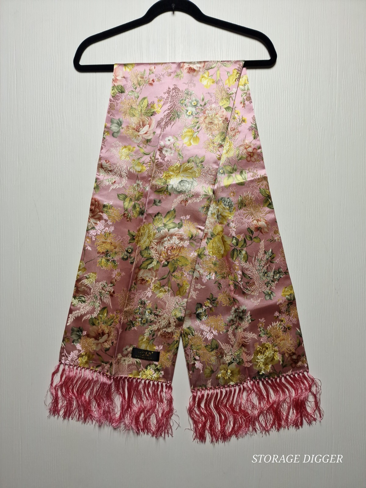 VTG Nanjing Brocade China Silk Pink Floral Scarf Gift Box Set with Certificate