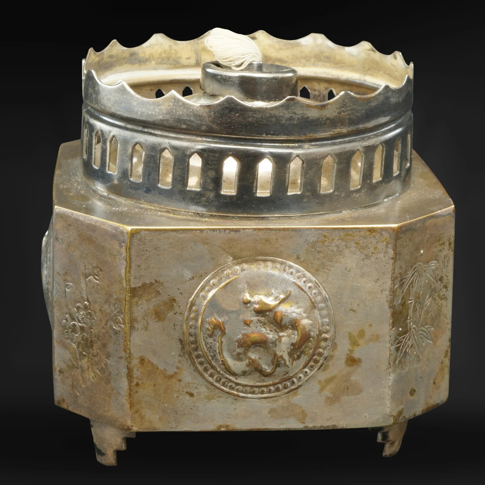 Hong Kong Paktong Oil Lamp Base c 1950