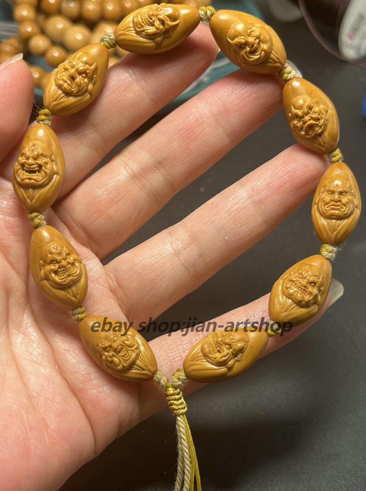 China Olive Dentoliva 10PCS Mini Small Beads Relief Carving Evil Monk Bracelet