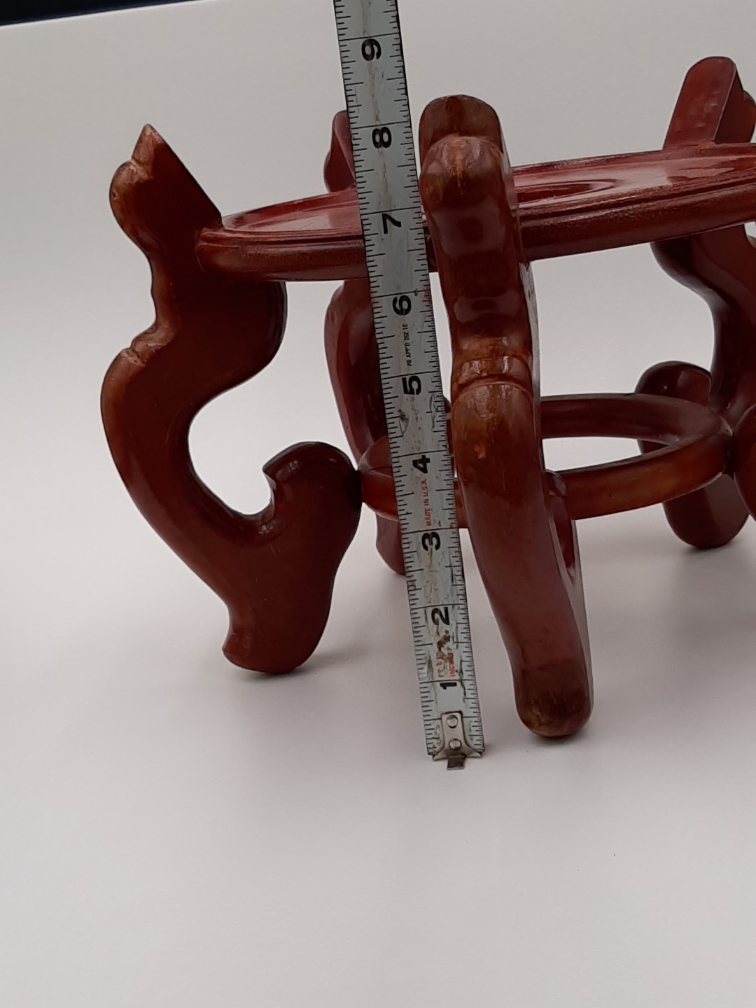 Vintage Chinese Wood Pedestal Stand For Koi Fish Pot Large 8.5in Plant Stand