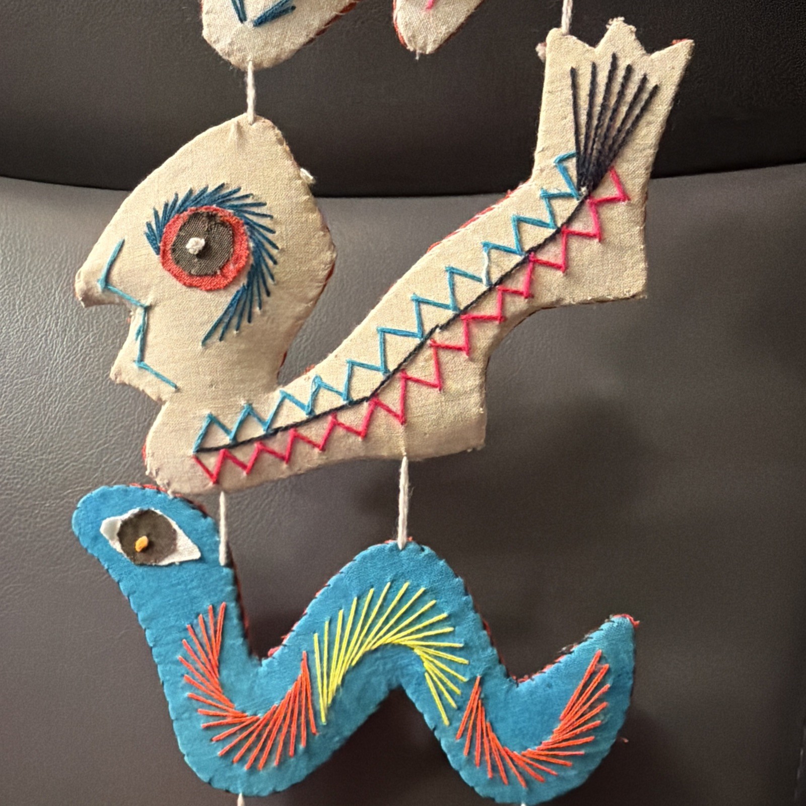 Folk Art Garland Chinese Animals Embroidered Signs Of Zodiac Colorful 12 Pc