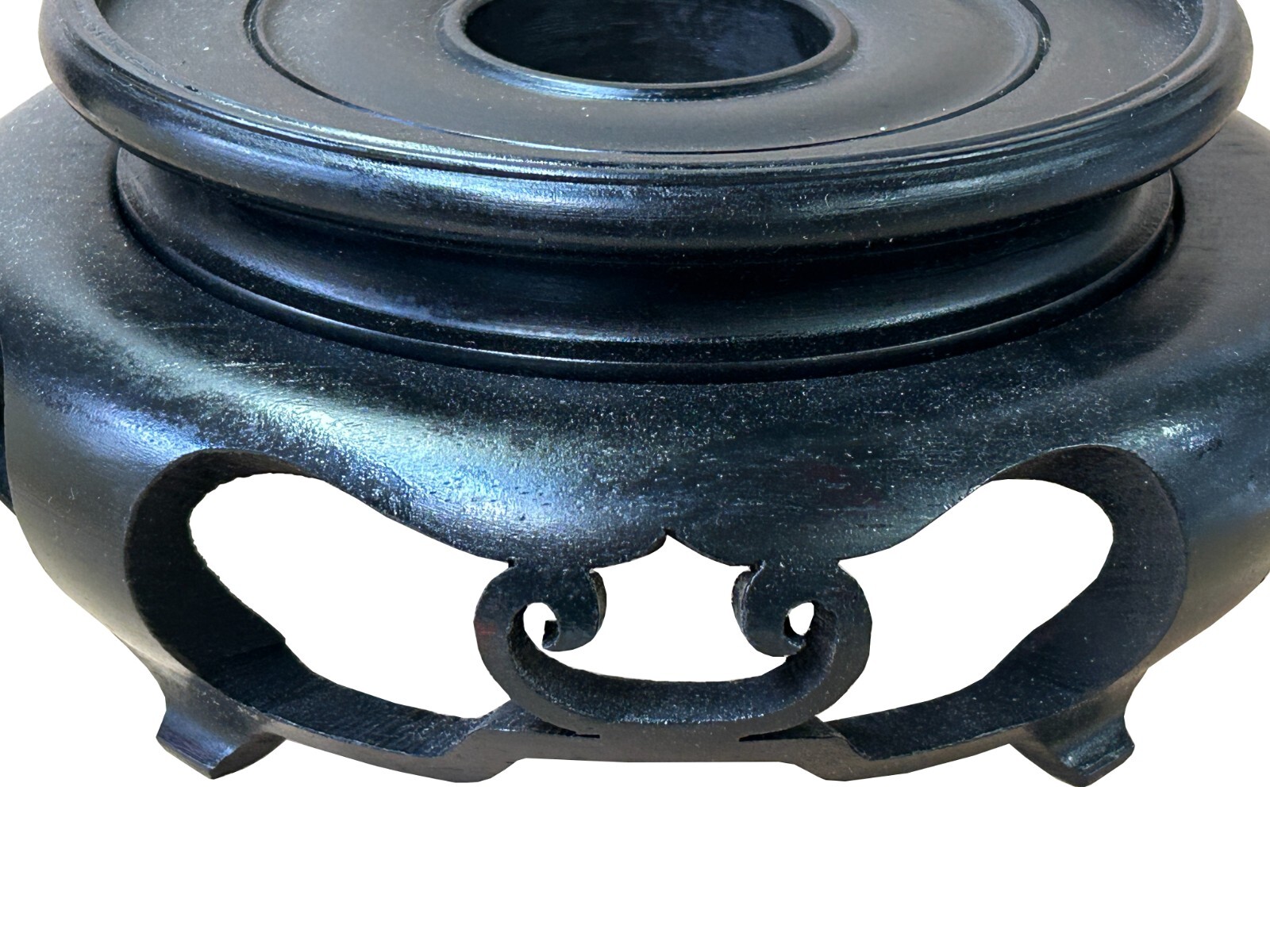 6″ Chinese Black Wood Round Legs Table Top Stand Display Easel Riser st1205