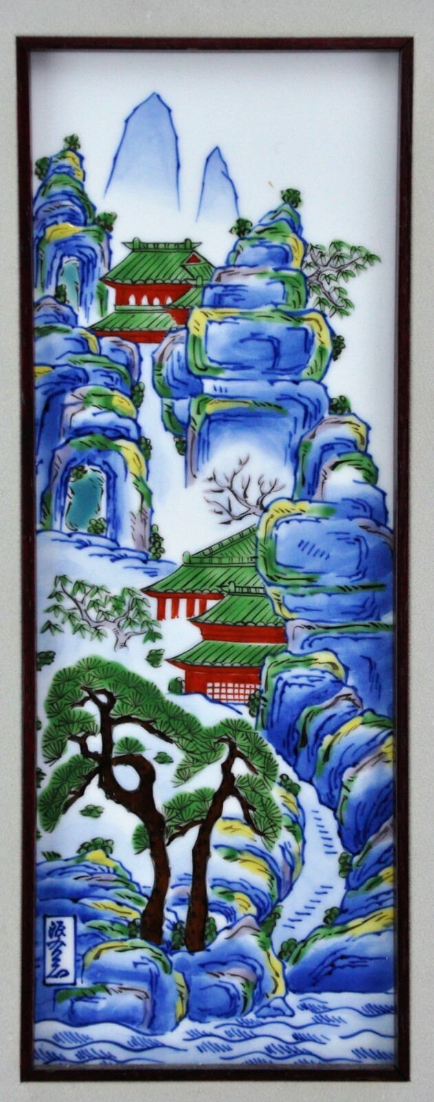 Chinese Vintage Painting on Porcelain/ Ceramic Tile Landscape (BI#MK/191227)