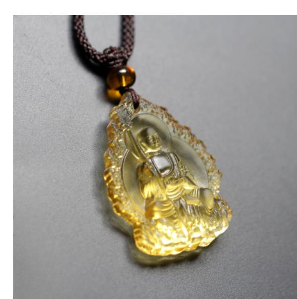 48MM Chinese Yellow Coloured Glaze Carving Buddhism Ksitigarbha Buddha Pendant