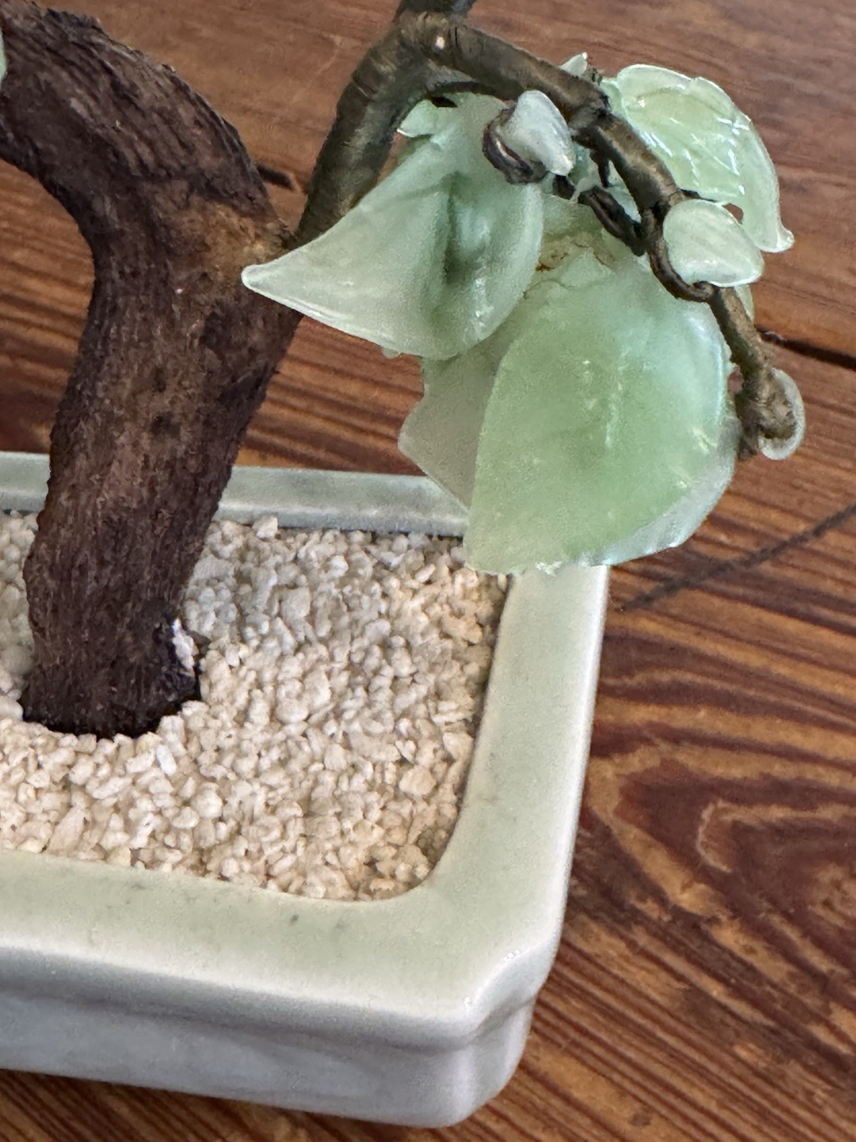 Antique Serpentine Jade and Semi Precious Stone Handcrafted Japanese Bonsai Tree