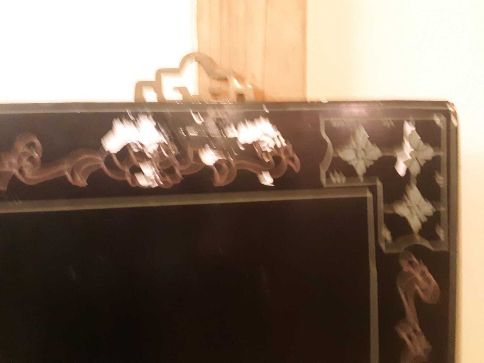 Vintage Black Lacquer Chinese Wall Decor- Large- Set 4-Birds, Flowers