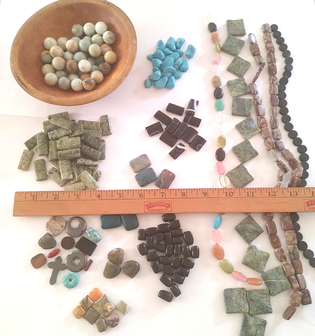 Lot Larger Stone Beads Serpentine Sardonyx Misc. 2 LBS