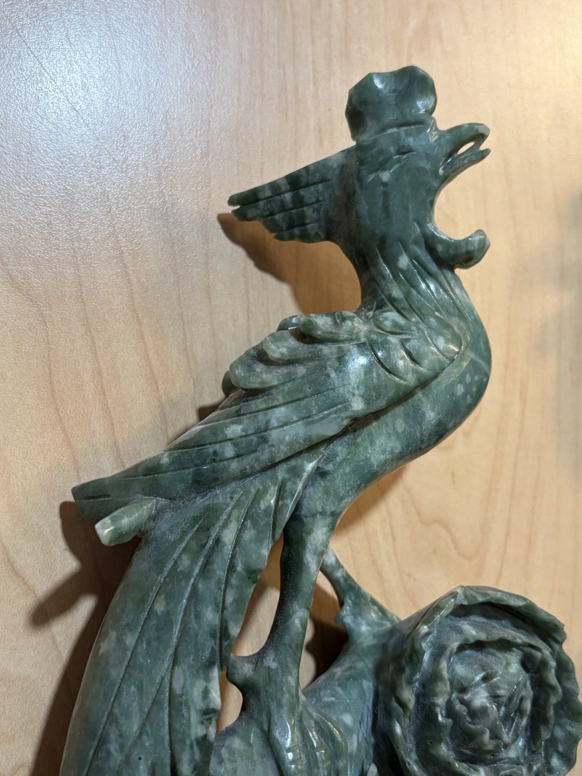 Chinese Export Jade Sculptures Phoenix Bird Peacock Jadeite Nephrite