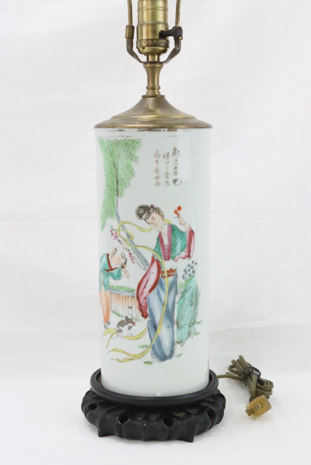 Vintage Chinese Porcelain Hat Stand Vase Lamp
