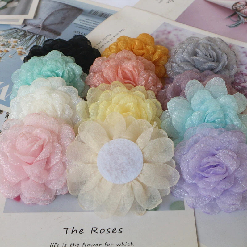 2 1/2 inch wide chiffon flowers select color price for 1 flower