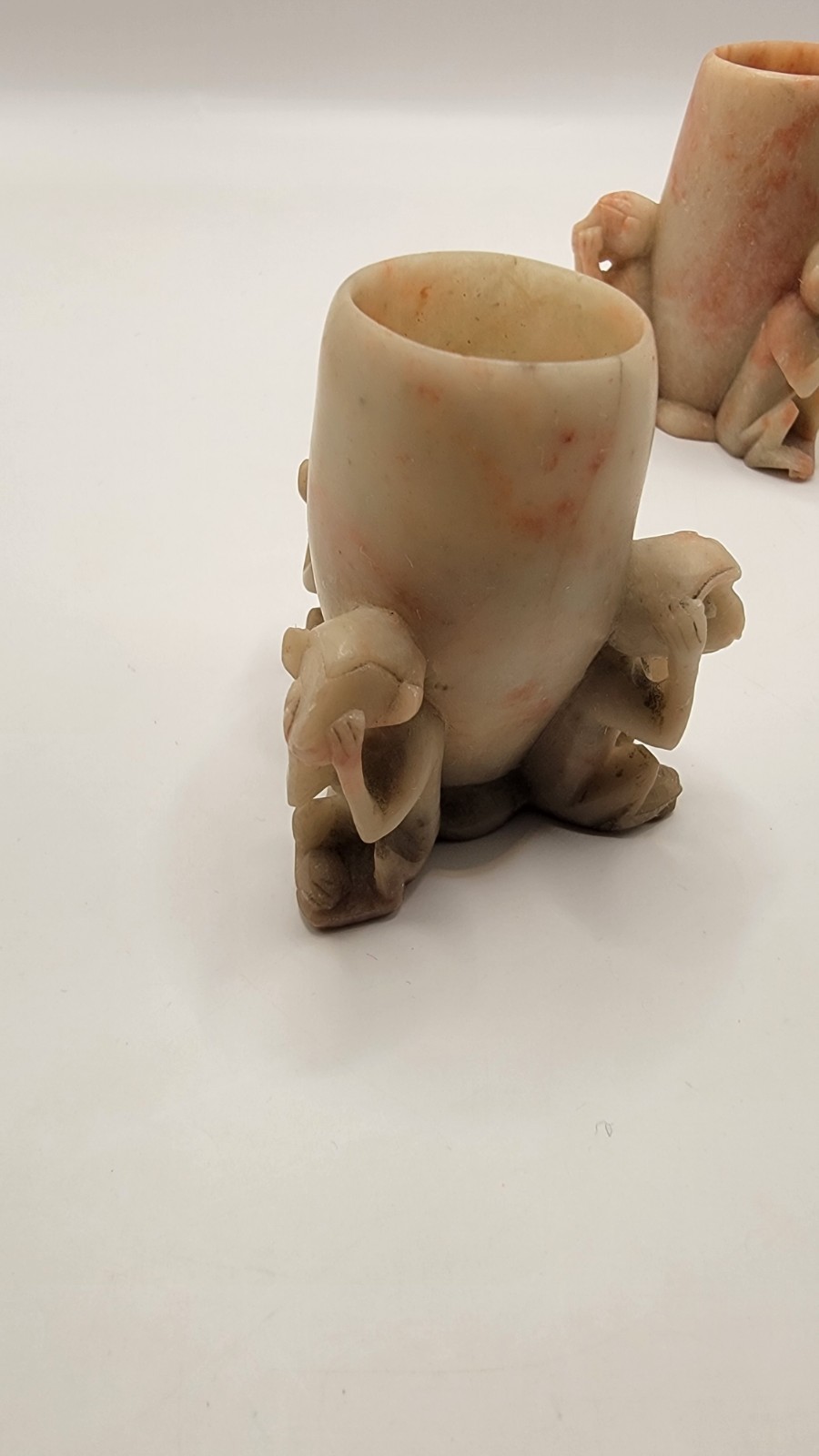 Vintage soapstone 3 wise Monkeys Toothpick holders See no speak no hear no evil.