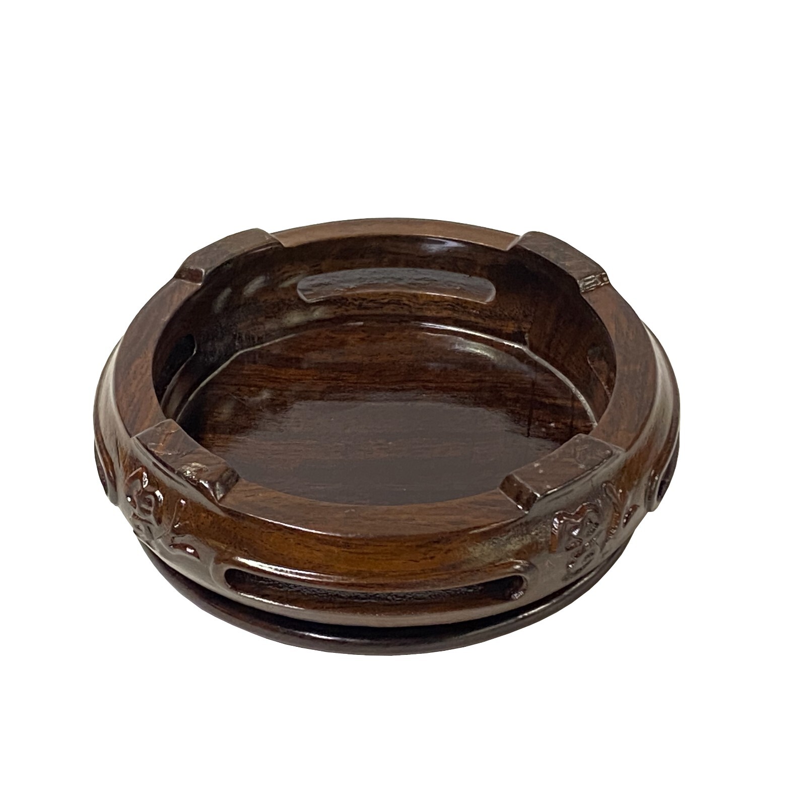 3.75″ Oriental Fok Character Brown Wood Round Table Top Stand Riser ws2869B