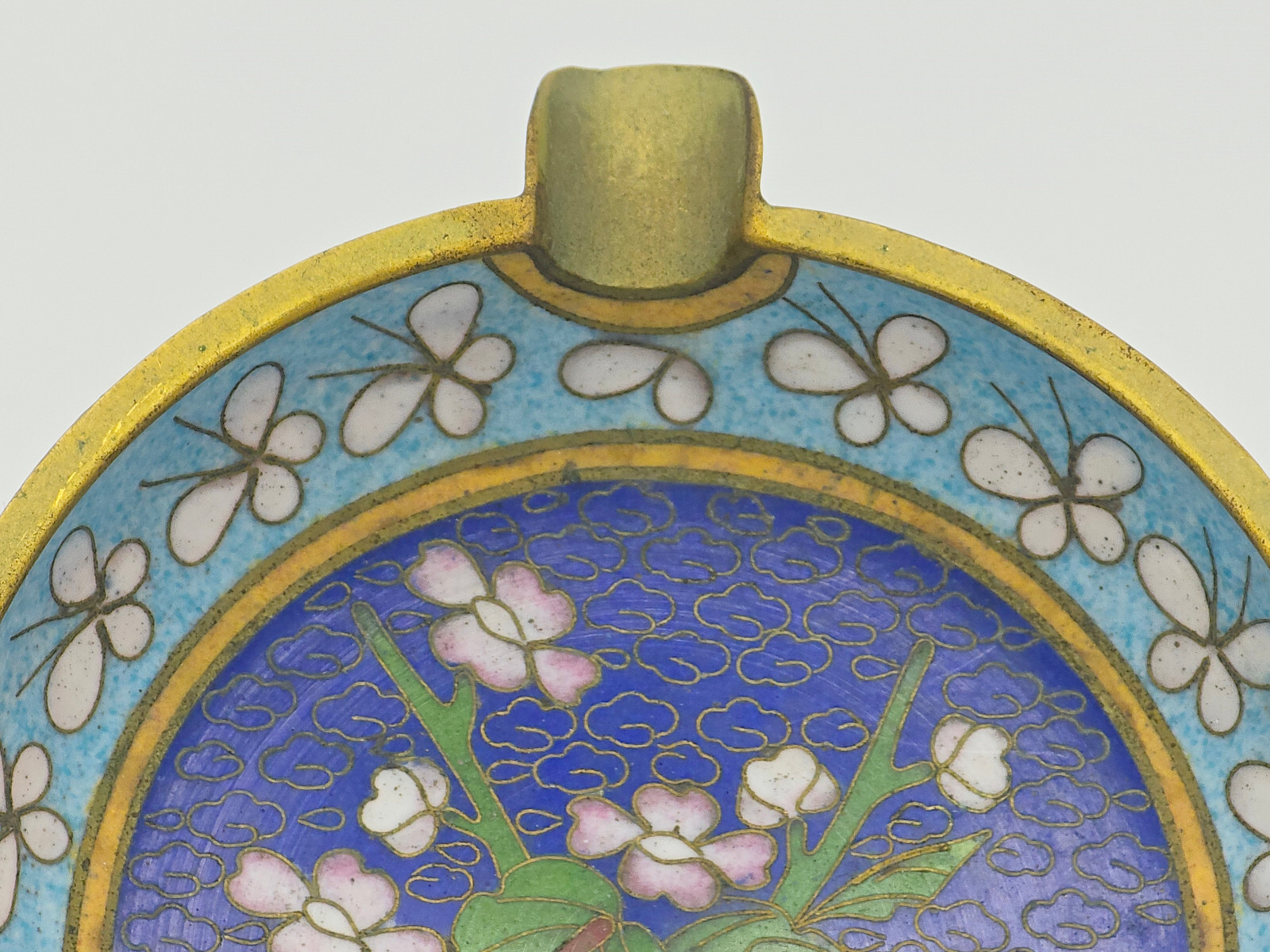 EARLY 20c CHINESE EXPORT CLOISONNE ENAMEL TRINKET DISH ASHTRAY ~ 3.75″