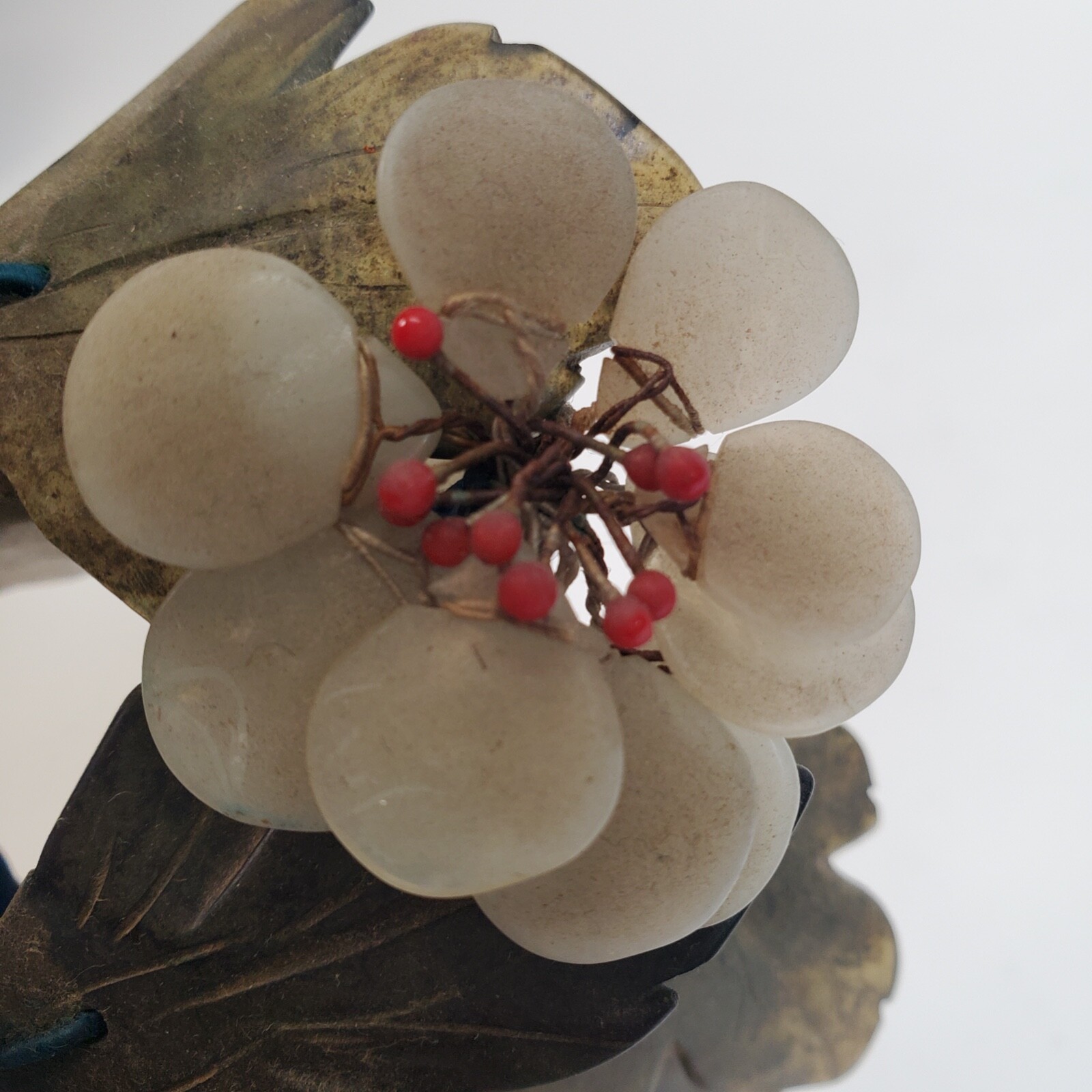 Vintage 1950s Chinese/Japanese Jade Agate Bonzai Flowering Tree