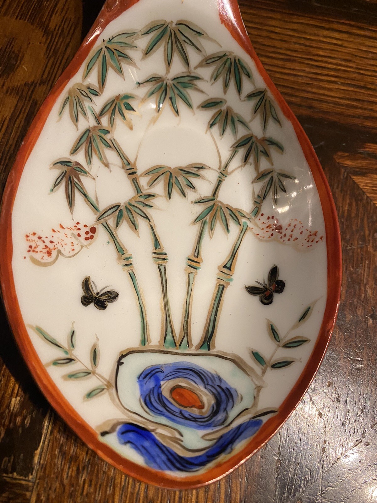3 Large vintage Chinese hand enameled Porcelain SPOONS asia ceramic art
