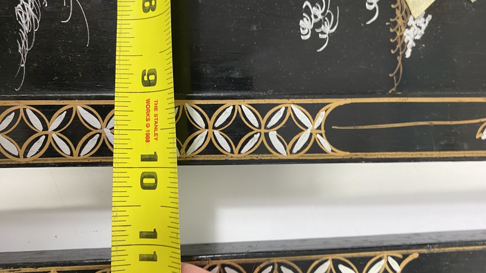 Vtg Lacquered Macau Black Wall Panels Mother of Pearl Decoration Asian Set 3