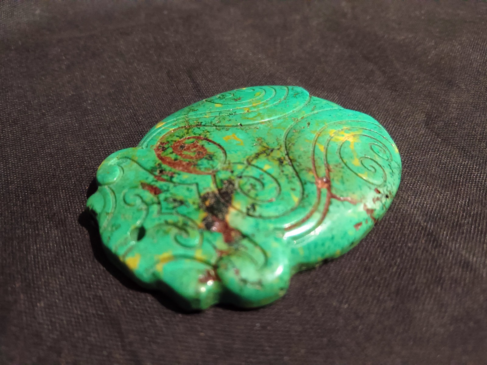Good Quality Chinese Old Turquoise Hand Carved *Cicada* Pendant