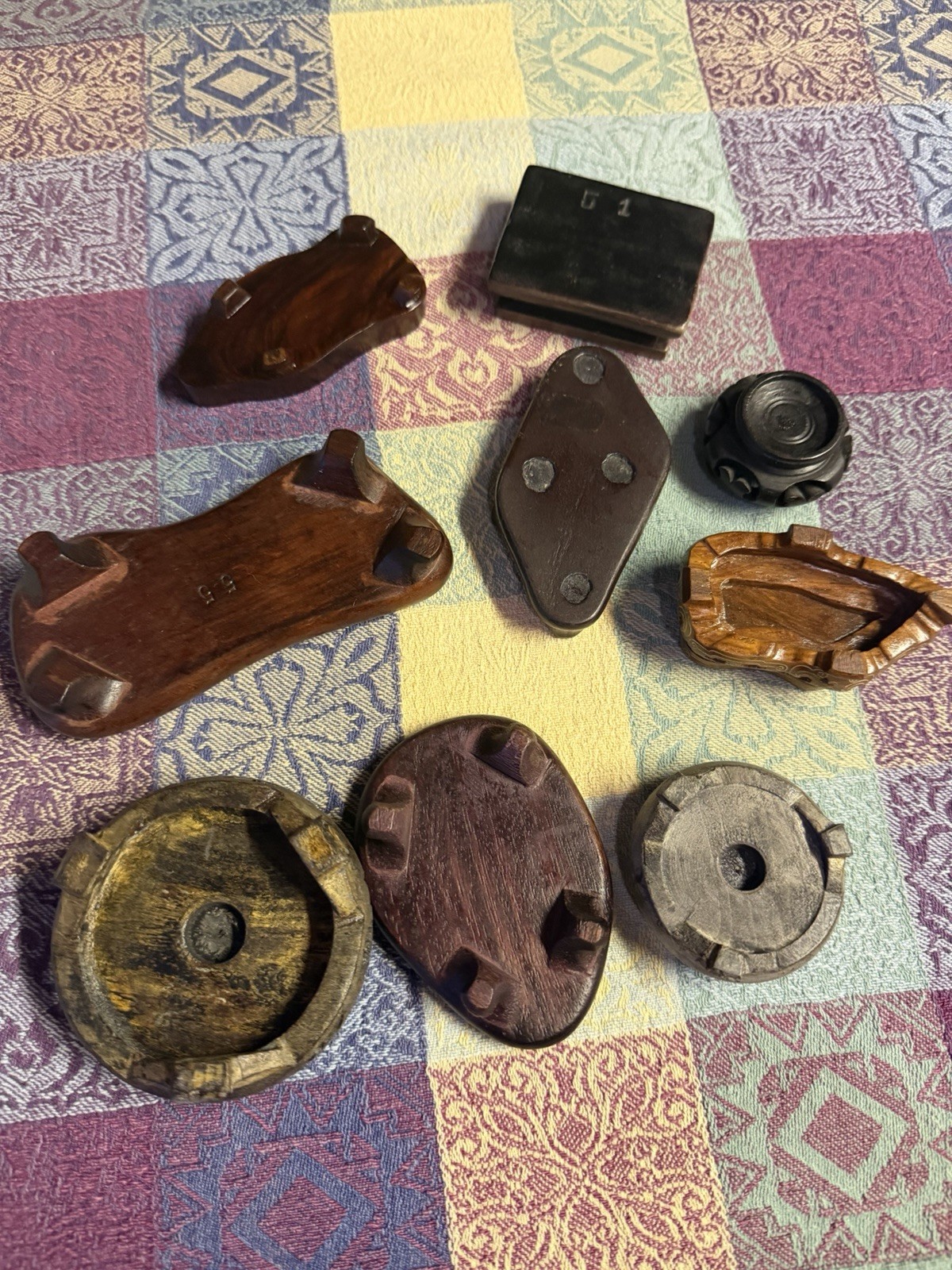 9 Vintage Chinese Japanese Carved Hardwood Display Stands Figurine Stands