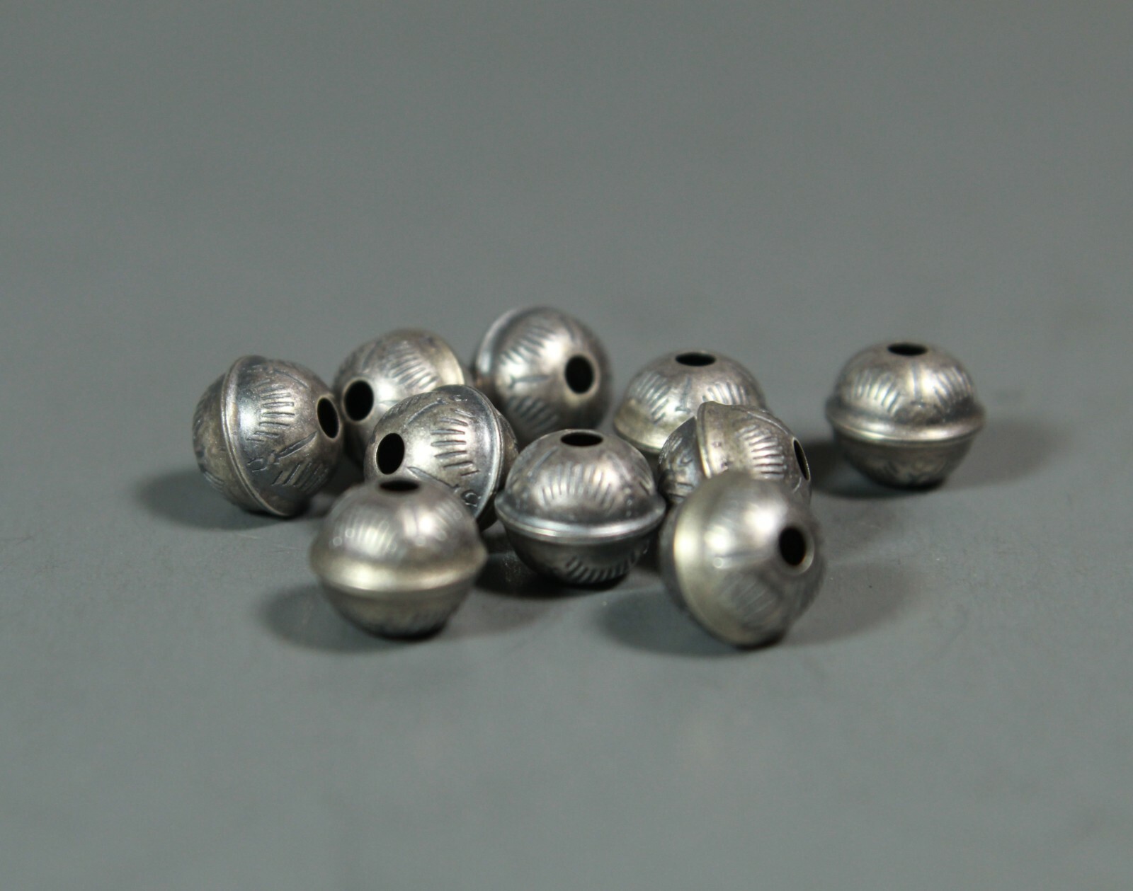 6mm Stamped Bench Beads 10pcs Sterling Silver Raised Seam USA