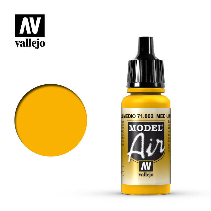 Vallejo 71002 Model Air Medium Yellow Acrylic Paint 17ml – US