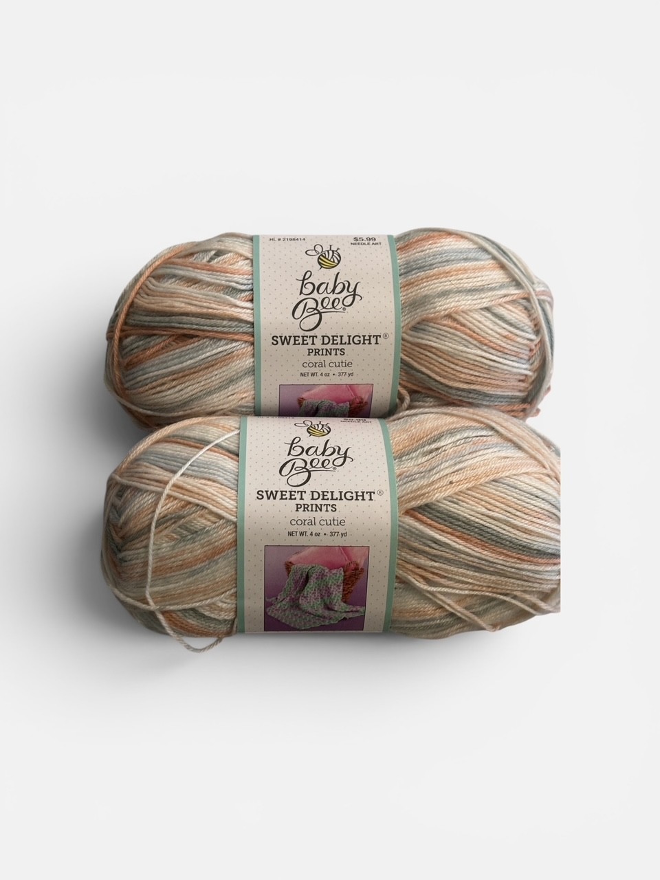 Yarn Bee Baby Bee Sweet Delight Prints yarn: Color is Coral Cutie: Lot of 2