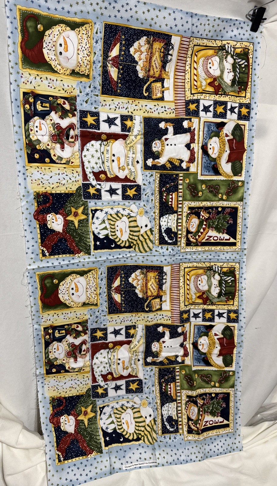 LET IT SNOW PANEL BY DIANE KNOTT SNOWMEN JINGLE BELLS ALL THE WAY w23”x46”