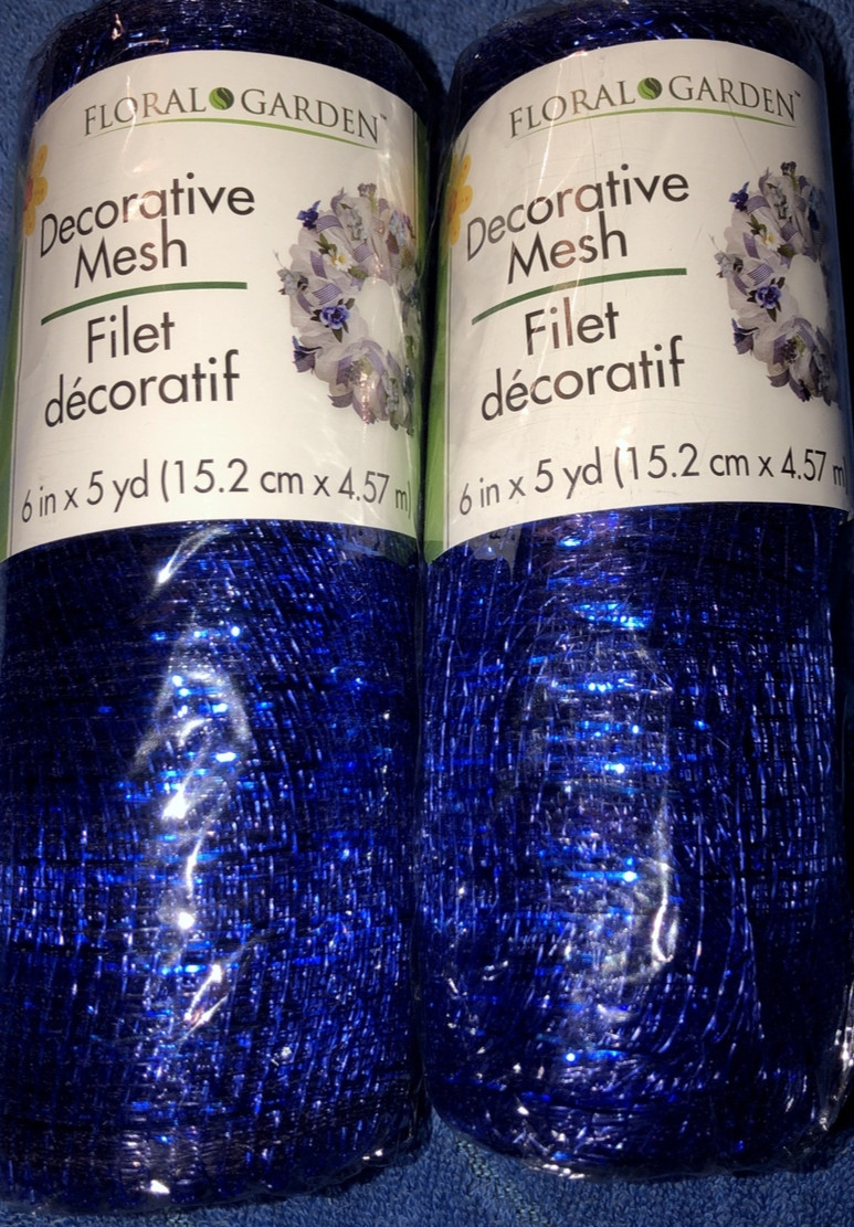 2ea Rolls Floral Garden Decorative Mesh 6 in Wide x 5 yd Blue-New-SHIPS N 24 HRS