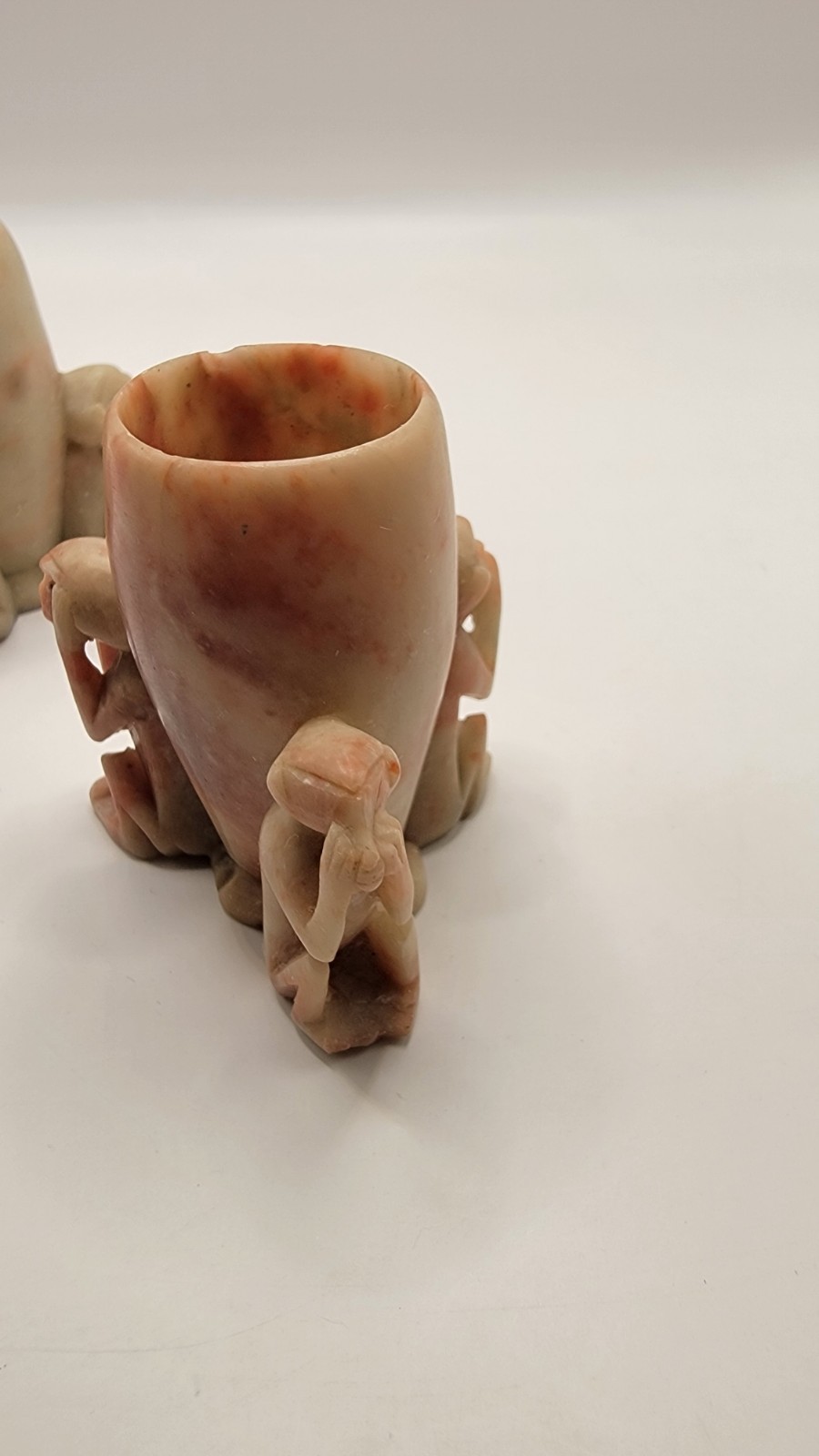 Vintage soapstone 3 wise Monkeys Toothpick holders See no speak no hear no evil.