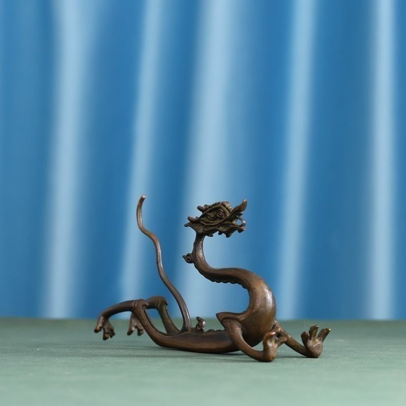 Vintage Alloy Dragon Statue 76mm Chinese Zodiac Mythical Beast